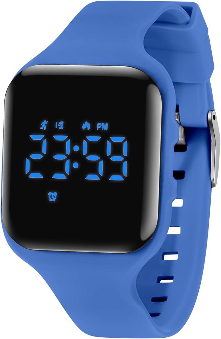 Kids Watch Digital Watch for 5-12 Years Old Boys Girls, Kids Fitness Tracker Watch with Alarm Clock, Stopwatch, Step Counter Sports Watch, No App Waterproof Watch for Kids Teens Gifts (019-CoolBlue)