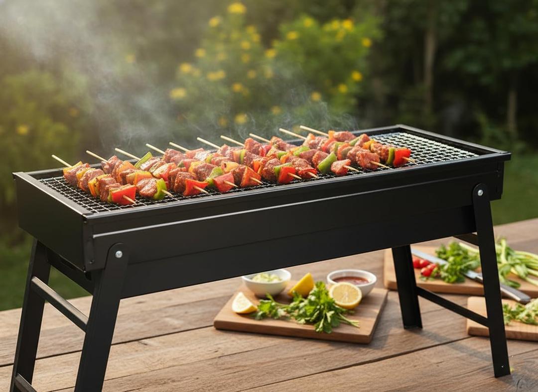 Barbecue Charcoal Grill Stainless Steel Folding Portable BBQ Tool Kits for Camping Hiking Picnics, Travel, Garden, Outdoor