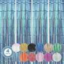 Twinkle Star 4 Pack Photo Booth Backdrop 3FT x 8FT Metallic Tinsel Foil Fringe Curtains Environmental Background Streamers for Birthday Wedding Party Christmas Decorations (Light Blue)