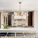 Bagood 8-Light Globe Sputnik Chandelier Modern Gold Sputnik Chandelier Mid Century Globe Pendant Light Brushed Brass Finished with Clear Glass Lampshade Chandeliers for Kitchen Bedroom, 8-Light, 35.4", 2-Tier