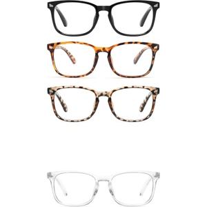CCVOO Reading Glasses for Women/Men, Eyeglasses, Blue Light Readers for Women/Men, Computer Eye Glasses, Cheaters, 4 Pack, +1.0