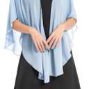 Shawls and Wraps for Evening Dresses Sheer Chiffon Women Elegant Soft Silky Scarf Scarve Wedding Bridal Stole (Blue)