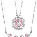 Sterling Silver 2 in 1 Convertible Clover Heart Necklace with Cubic Zircon