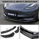 Fit Tesla Model Y Front Bumper Lip Kit Front Spoiler Wing Glossy Black Splitter Trim Model Y Accessories 2017-2023, 2024