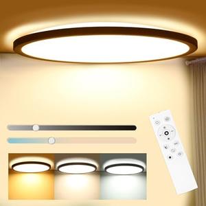 Marfete Flush Mount LED Ceiling Light Dimmable with Remote Control, 15.3 Inch 35W 3 Color Temperature Close to Ceiling Light 3000-6500K, Modern Ultra-Thin Round Ceiling Lamp, for Bedroom