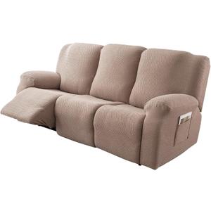 Genina Recliner Cover Stretch Couch Covers, Sofa slipcover for Reclining Couch Thick Jacquard Furniture Protector Washable (Taupe, 3 Seat)