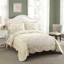 Felisa 3-Piece Embroidered Quilt Set, King,Pink
