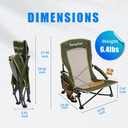 SunnyFeel Low Folding Beach Camping Chair 2 Pack, Portable Backpacking Chairs with Mesh Back,Cup Holder, Compact & Heavy Duty for Adults 300 LBS for Outdoor Picnic Fishing Concert Sand Lawn (2pcGreen), 23D x 22W x 26H Inch