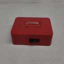 KYODOLED Large Cash Box with Combination Lock Safe Metal Money Box with Money Tray for Security Lock Box 9.84"x 7.87"x 3.54" Red Large