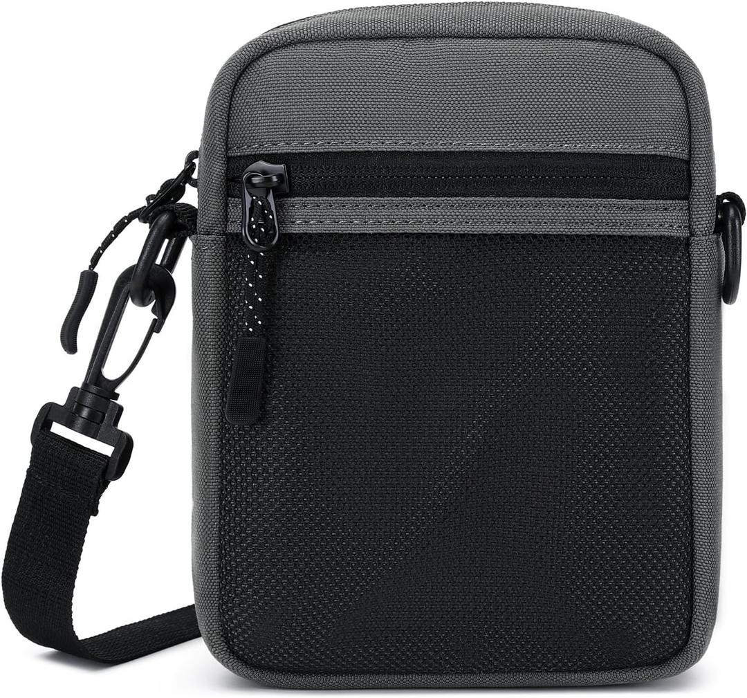 Lohol Mini Messenger Bag Crossbody Bag for Men Women, Water Resistant Small Sling Shoulder Satchel Purse for Travel Work (Dark Grey)
