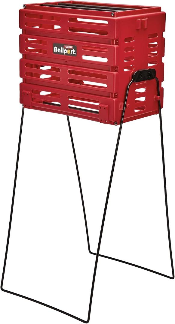 Tourna Ballport Tennis Ball Hopper Holds 80 Balls Durable and Lightweight – Red, One Size