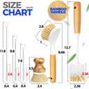 Holikme 6 Pack Dish Brush Kitchen Brushes Set with Vegetable Palm Brush, Bottle Brush, Dish Brush and Straw Brush, Fruit Cleaning Brushes for Cleaning Potato Skillet Wok Pot Pan Cast Iron, Yellow