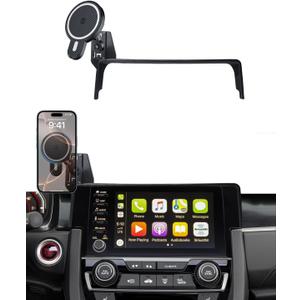 PZK Car Phone Mount for Honda Civic 2016-2021 LX/EX/Touring/Si/EX-L 10th Gen Car Phone Holder for 7-inch Screen Magnetic 15W Fast Wireless Charger 360 Rotating Extension Rod Not Affect Vent