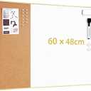 ARCOBIS Dry Erase Cork Board Combo, 24"X18" Bulletin White Board for Wall, Magnetic Corkboard Whiteboard Combination, Vision Board for Office, Home, School Gold Frame