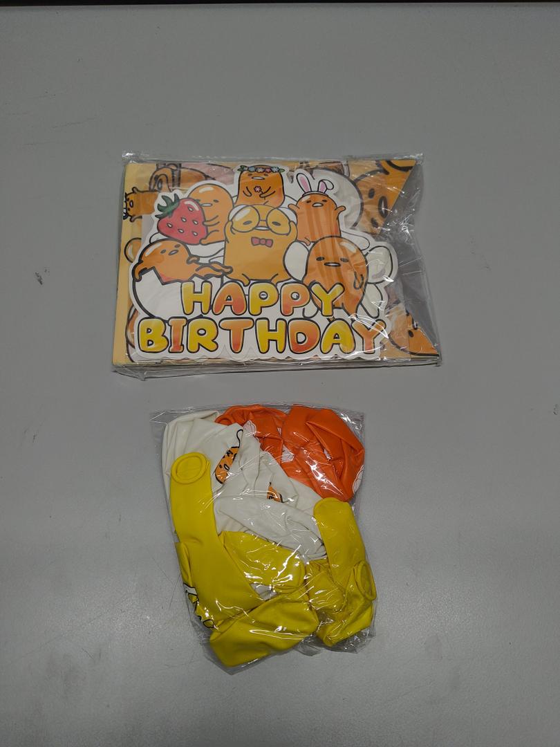 Gudetama 32Pcs Birthday Party Supplies Set - Favors, Cake Topper, Cupcake Toppers, Banner, Balloons for Kids Gudetama Birthday Party Decorations