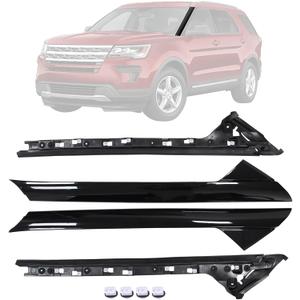 MOTOKU 4Pcs Gloss Black Front Windshield A-Pillar Molding Trim Panel Kit for Ford Explorer 2011-2019 Inner & Outer Left Driver and Right Passenger Side