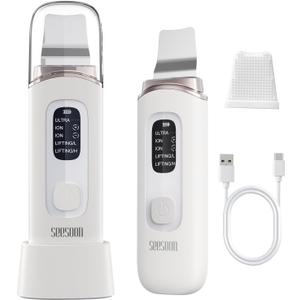 SEESOON Face Scrubber Exfoliator, Skin Scrubber Face Spatula, 4 Modes Blackhead Remover Tools for Facial Deep Cleansing with LCD Display, IPX7 Waterproof-White
