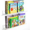 NIUBEE 24-Inch Acrylic Kids Floating Bookshelves, 2-Pack, Wall Mounted Clear Shelves for Kids' Growing Book Collections in Nurseries/Bedroom/Playrooms