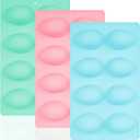 8 Cavity Silicone Egg Molds Set of 2 for Easter Silicone Egg Pan Baking Supplies for Cake Decorating Chocolate Candy (3, Pink, Green and Blue)