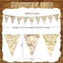 5PCS Bon Voyage Party Decorations 41FT Pre-Strung Vintage Map Travel Themed Bunting Banner, Adventure Awaits Triangle Flags Pennant Garland for Going Away, Graduation, Retirement, Farewell