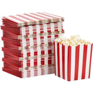 Juvale 100 Pack Red and White Mini Popcorn Boxes for Party, Bulk Paper Popcorn Containers for Movie Night Decorations (3 x 4 In)