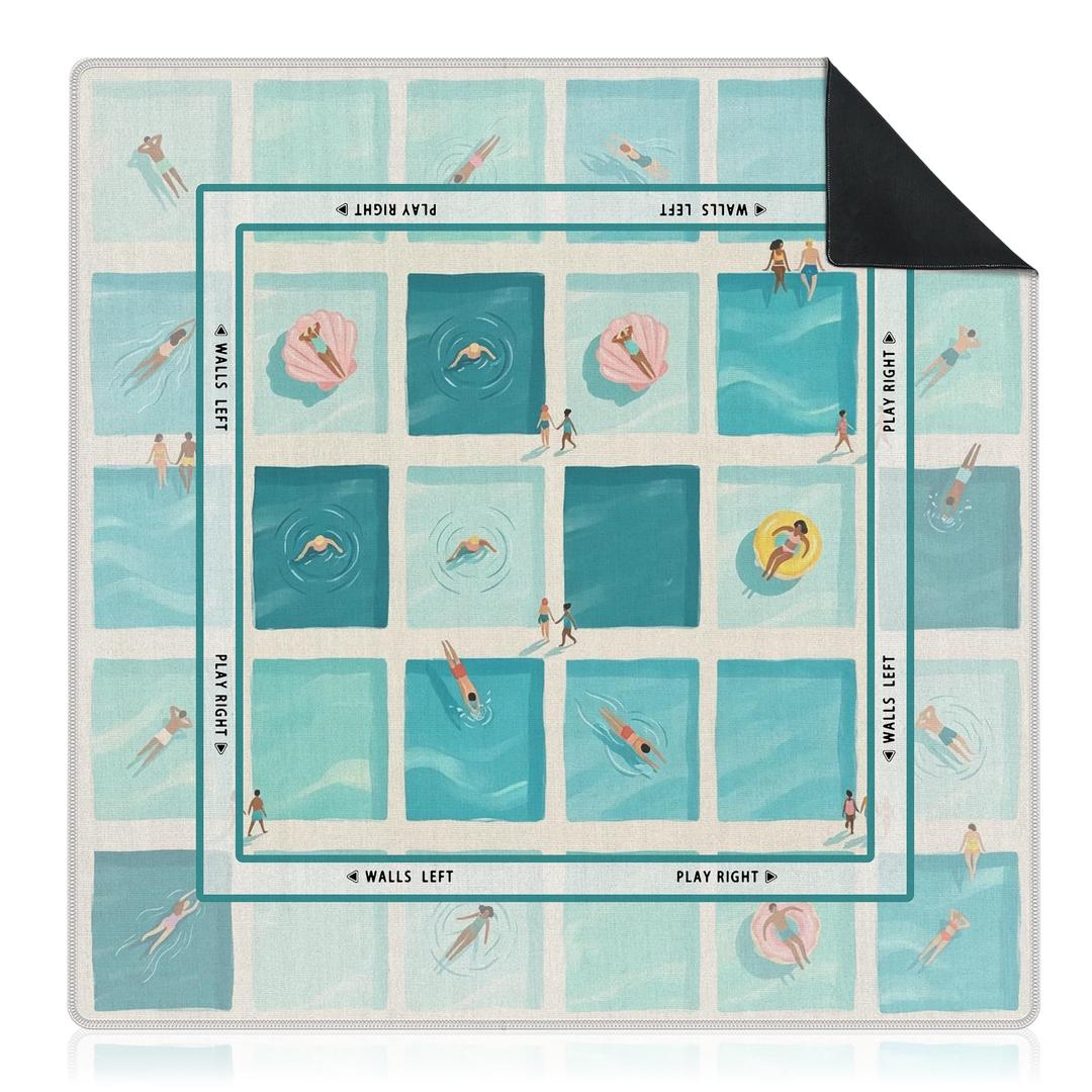 UNCDLV Blue and Green Beach Mahjong Mat for Table 31.5"x 31.5"