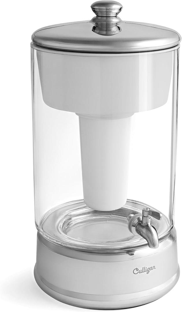 Culligan with ZeroWater Technology 40-Cup Glass Water Filter Dispenser Includes 5-Stage Advanced Water Filter, Certified to Reduce Lead, Total PFAS (Forever Chemicals), Fluoride, and Chlorine