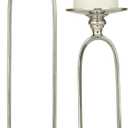 Deco 79 Aluminum Metal Decorative Candle Holder Paper Clip Pillar Candle Stand with Marble Base, Set of 2 Candlestick Holder 19", 15" H, Silver