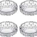 Timgle Glass Trays, 4 Packs Round Crystal Tray for Home Clear Trays Portable Heavy Duty Decorative Office Patio Indoor Outdoor(Vintage)