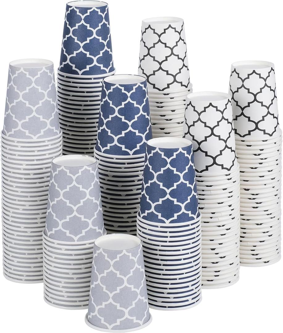 Clawsoff 300 Pack Paper Cups 8 oz, Disposable Coffee Cups 8 OZ Colourful Hot/Cold Beverage Drinking Cups for Office Party Home Picnic
