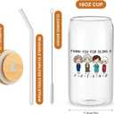 LRUIOMVE 16oz Glass Can Cup with Bamboo Lid & Straw - Reusable Drinking Glass for Iced Coffee, Smoothie, Beer, Ideal Friendship Gift for Women, Bestie