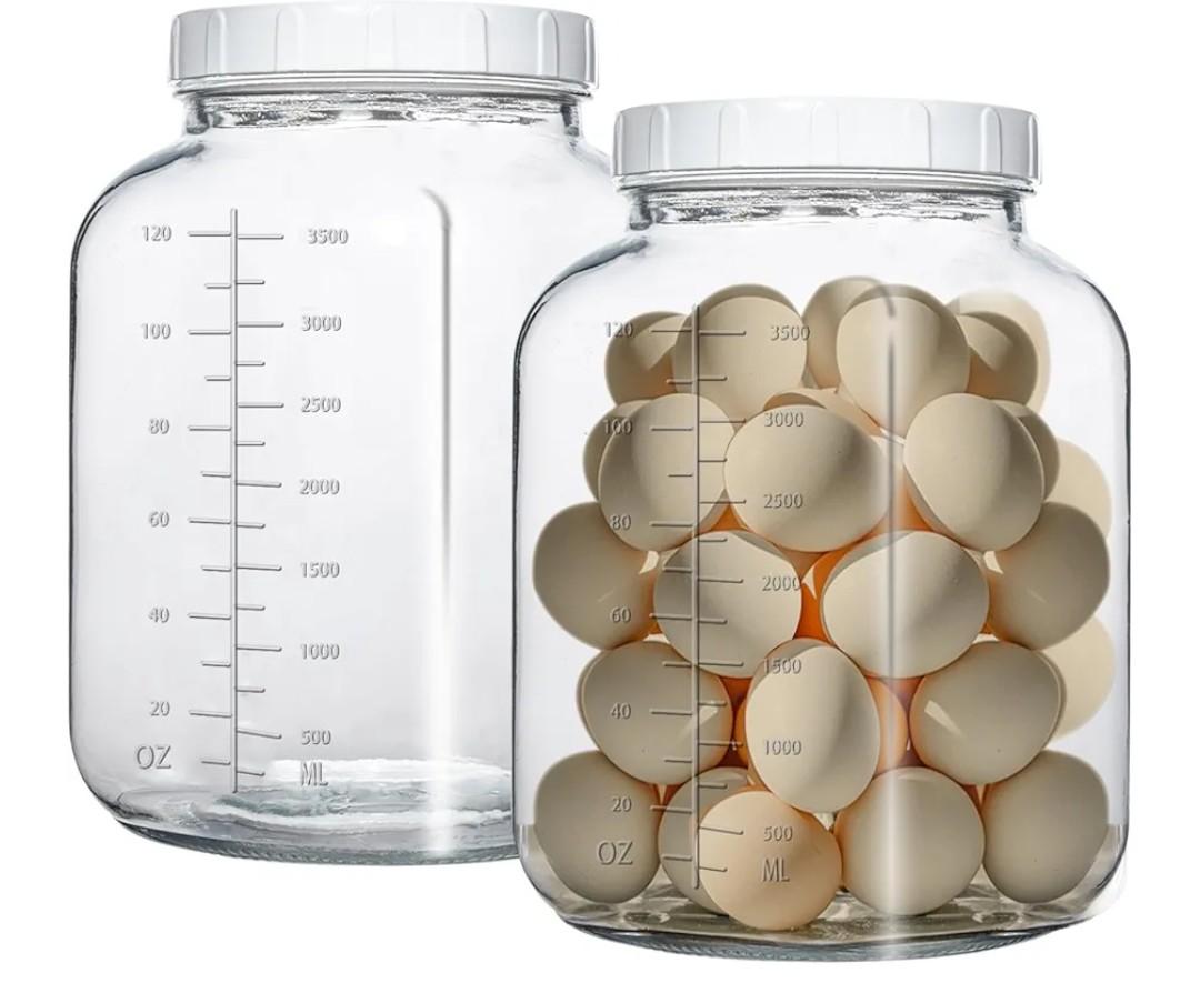 1 Gallon Glass Jar with Lids,2 Pack Super Wide Mouth Large Mason Jars 128 oz,Glass Gallon Jugs Storage Container for Sun Tea,Kombucha,Storing,Canning