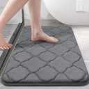 OLANLY Memory Foam Bath Mat Rug 36x24, Ultra Soft and Absorbent Bathroom Rugs, Non-Slip, Comfortable, Machine Washable Bath Carpet for Bathroom Floor, Tub, Shower and Home Decor Accessories, Dark Grey