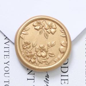 UNIQOOO Wax Seal Stickers - 3D Begonia Wedding Invitation Envelope Botanical Seal Stickers, 40 Pcs Self- Adhesive Light Gold Stickers, Perfect for Invitation, Christmas, Gift Wrapping, Party