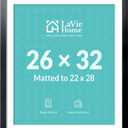 26 x 32 Poster Frame Black, Display Pictures 22x28 with Mat or 26x32 Without Mat, Stable and Sturdy Picture Frame and Polished Plexiglass, Horizontal and Vertical Format of The Wall（1 Pack）
