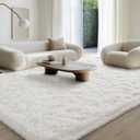 BENRON Fluffy Rugs for Living Room 5x8 Cream White, Washable Large Area Rugs for Bedroom Dining Table Office Kids Nursery Room, Washable Indoor Floor Carpets