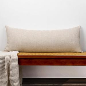 Cotton Linen Throw Pillow Cover 14x36 inch, Oatmeal Decorative Accent Pillowcase Farmhouse Cushion Case Home Decor for Couch Living Room Bed Sofa, Pack of 1 (Cover Only)