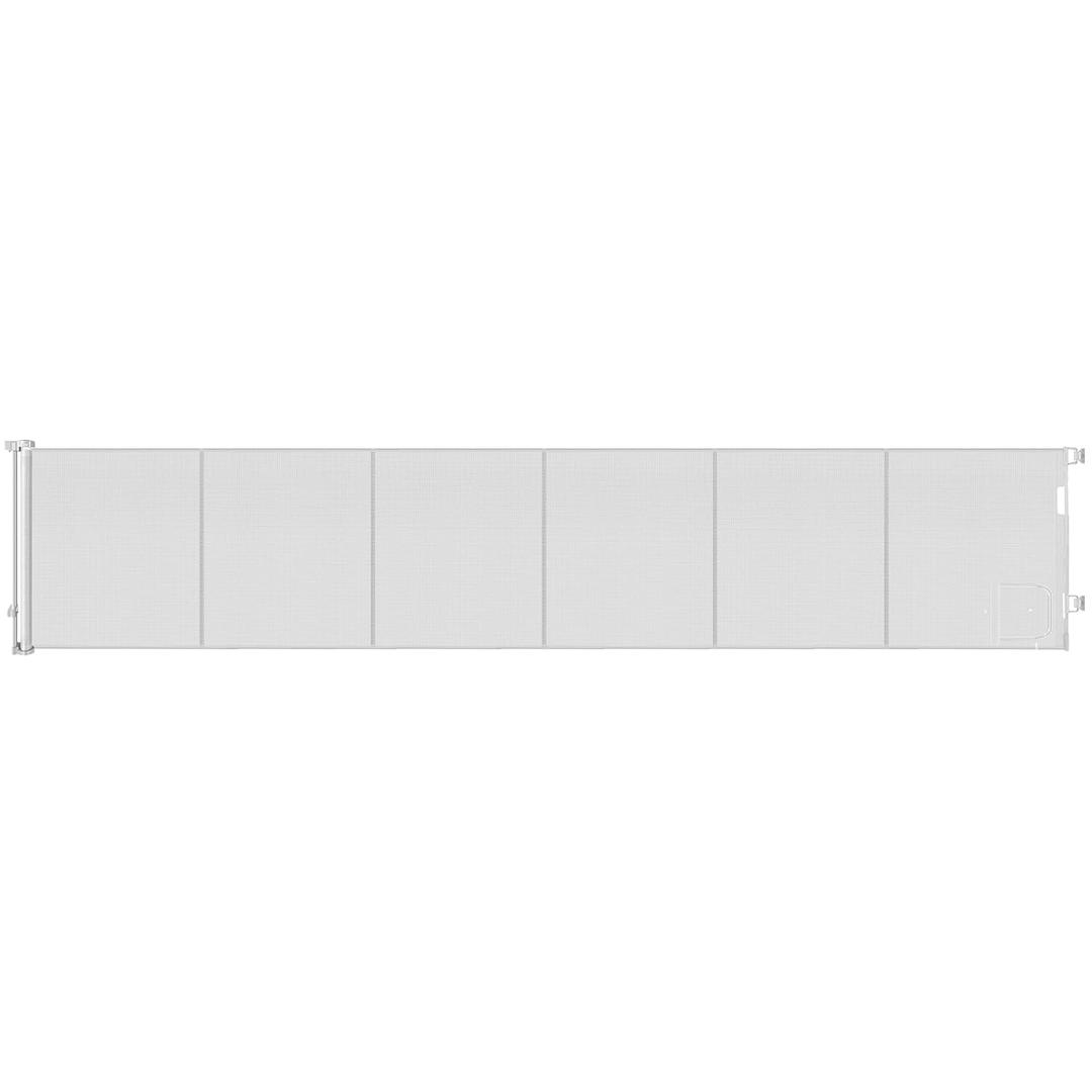 Reinforced 150 Extra Wide Pet Gate with Door 33 Inch Tall Retractable Dog Gates for Doorways Extra Wide Baby Gates for Large Openings with Reinforced Strips 12.5ft Large Dog Gate with Cat Door, White