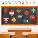 Frienda 10 Pcs Christian Road Sign VBS Road Trip Decorations Paper Religious Bulletin Board Cutouts Construction Party for Halloween Trunk or Treat Classroom Bible Sunday School Church Decor