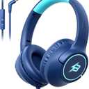 Kids Headphones Wired for School, 85/94dB Volume Limit, Wired Over Ear Headphones for Kids Boys Girls with Microphone, Stereo Sound 3.5mm Cord for Kindle Tablet Airplane Travel, Navy Blue