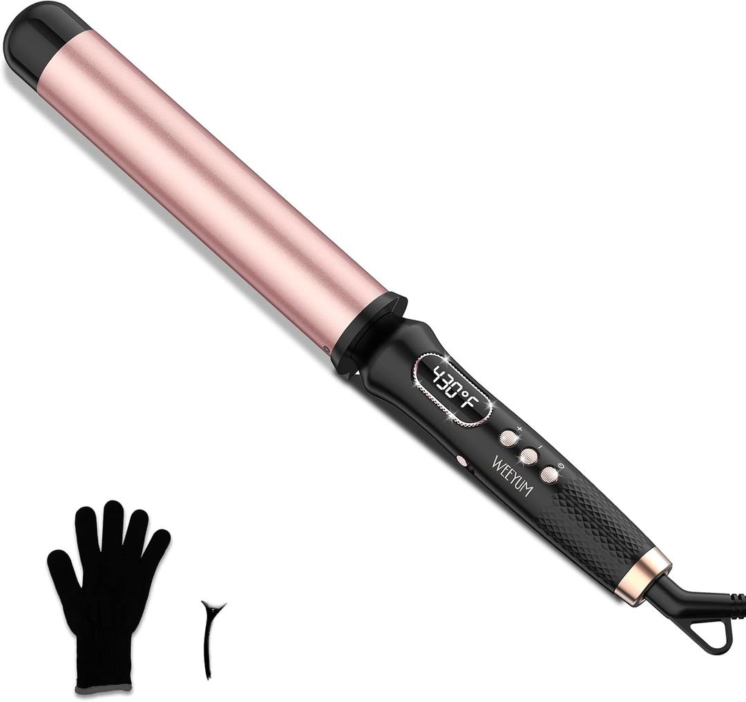 Curling Wand 1 1/2 Inch,Big Wand Curling Iron 1.5 inch Professional for Beach Wave,Clamp Free Curling Wand for Quick Styling.