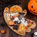 Mezchi Cute Ghost Shape Halloween Charcuterie Board, Decorative Bamboo Serving Platter Tray, Wood Cheese Cutting Board, Charcuterie Tray Plates for Halloween Kitchen Decor, Gifts