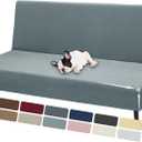 ZNSAYOTX Stretch Fit Futon Cover (67"-82") Armless Futon Sofa Bed Slipcover with Elastic Band, Universal Foldable Sofa Mattress Protector Full Queen Size, Washable Comfort Jacquard (Light Grey)