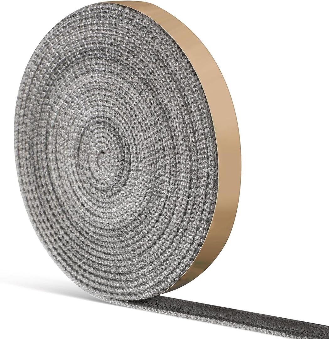 Self Adhesive Stove Window Glass Gasket Tape 1" Width 300" Length Fiberglass Flat Stove Door Glass Gasket Self Stick Flat Gasket Tape for Stove and Fireplace Window Glass
