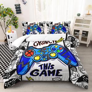 AILONEN Gamepad Comforter Set Full Size, Modern Gamer Fitted Bedding Set for Kids Boys,Children Video Game Bed in a Bag Duvet Set,1 Quilt and 2 Pillowcases,Soft Microfiber AILONEN Gamepad Comforter Set Full Size, Modern Gamer Fitted Bedding Set for Kids Boys,Children Video Game Bed in a Bag Duvet Set,1 Quilt and 2 Pillowcases,Soft Microfiber