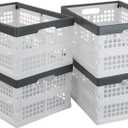 Teyyvn 4-Pack Collapsible Milk Crates, 15L Plastic Stackable Storage Bins Utility Folding Baskets