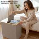 efluky Double Laundry Hamper with Lid and 2 Removable Bags, Brown, 140L Dual