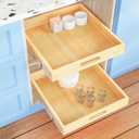 Pull Out Cabinet Organizer, 1PC 21 W x 21 D Soft Close Slide Out Wood Drawer Storage Shelves for Kitchen, Base Cabinet Organization for Pantry, Finished, Heavy-Duty, Bottom Assembly