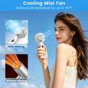 Portable Fan Handheld, Powerful Cooling Misting Fan Rechargeable, LED Display, 100 Speed Stepless Control, 155° Foldable, 4 IN 1 Personal Mist Fan for Outdoor, Travel, Makeup, Gifts for Men Women