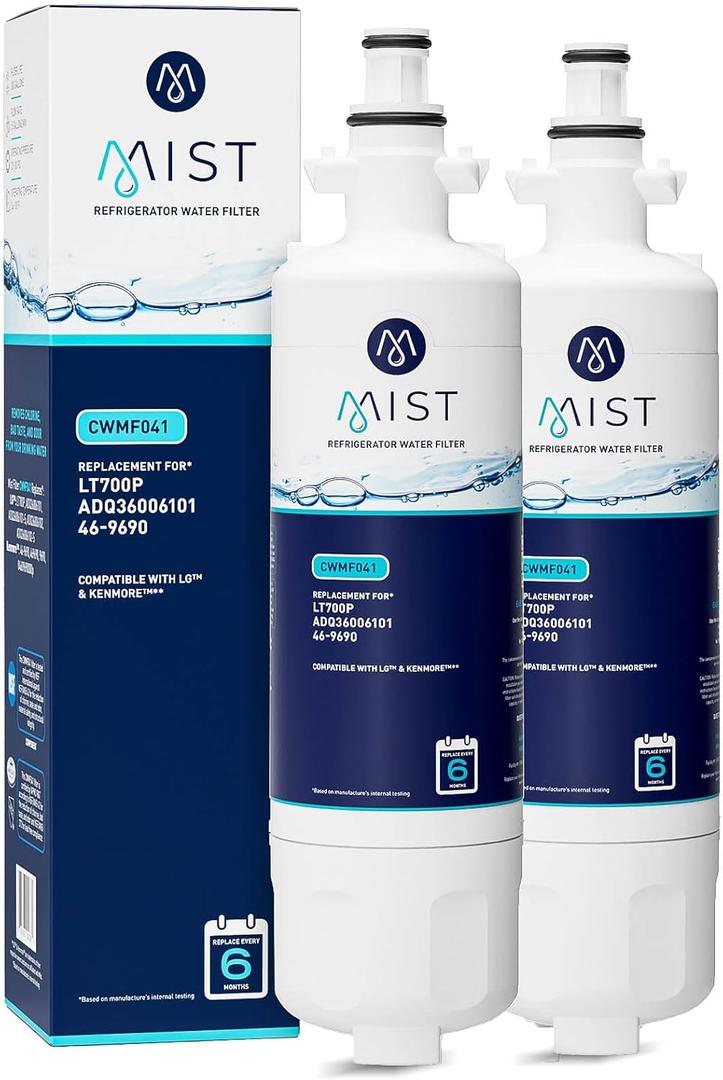 Mist ADQ36006101 Refrigerator Water Filter Replacement for LG LT700P, ADQ36006102, Kenmore 469690, Fridge LFX25978SB  NSF 42 Certified  2 Pack